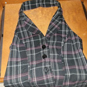 Backless Plaid Vest